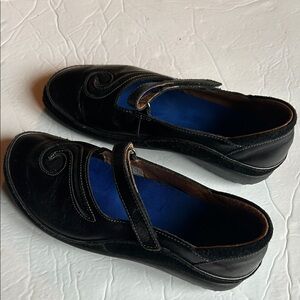 Women's Black leather Mary Jane Comfort Shoes